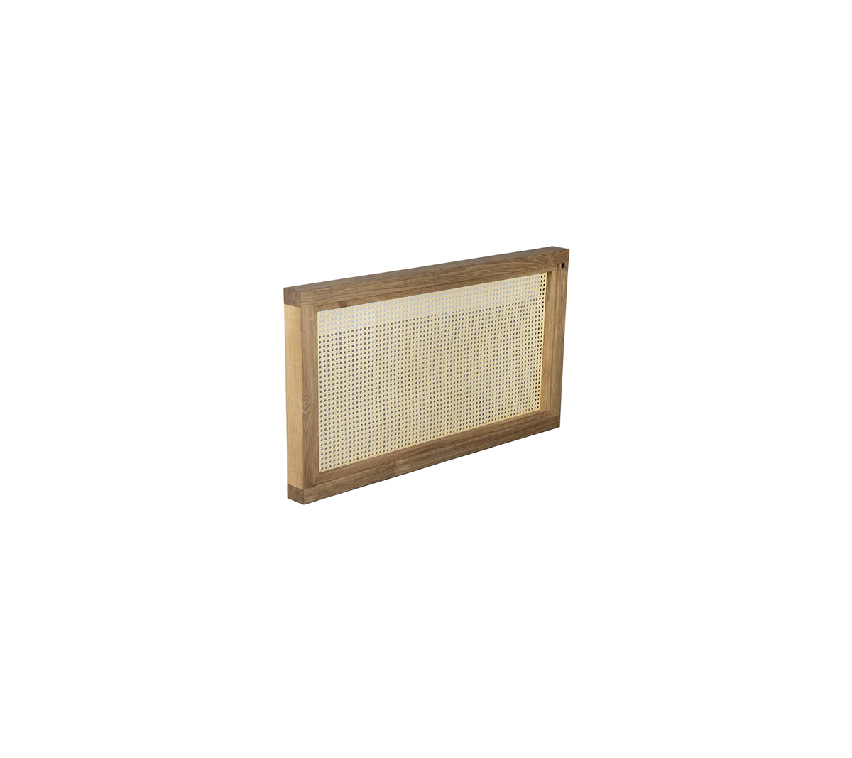 Wooden frame with a mesh screen, designed for airflow and filtration purposes, featuring a simple, functional design.
