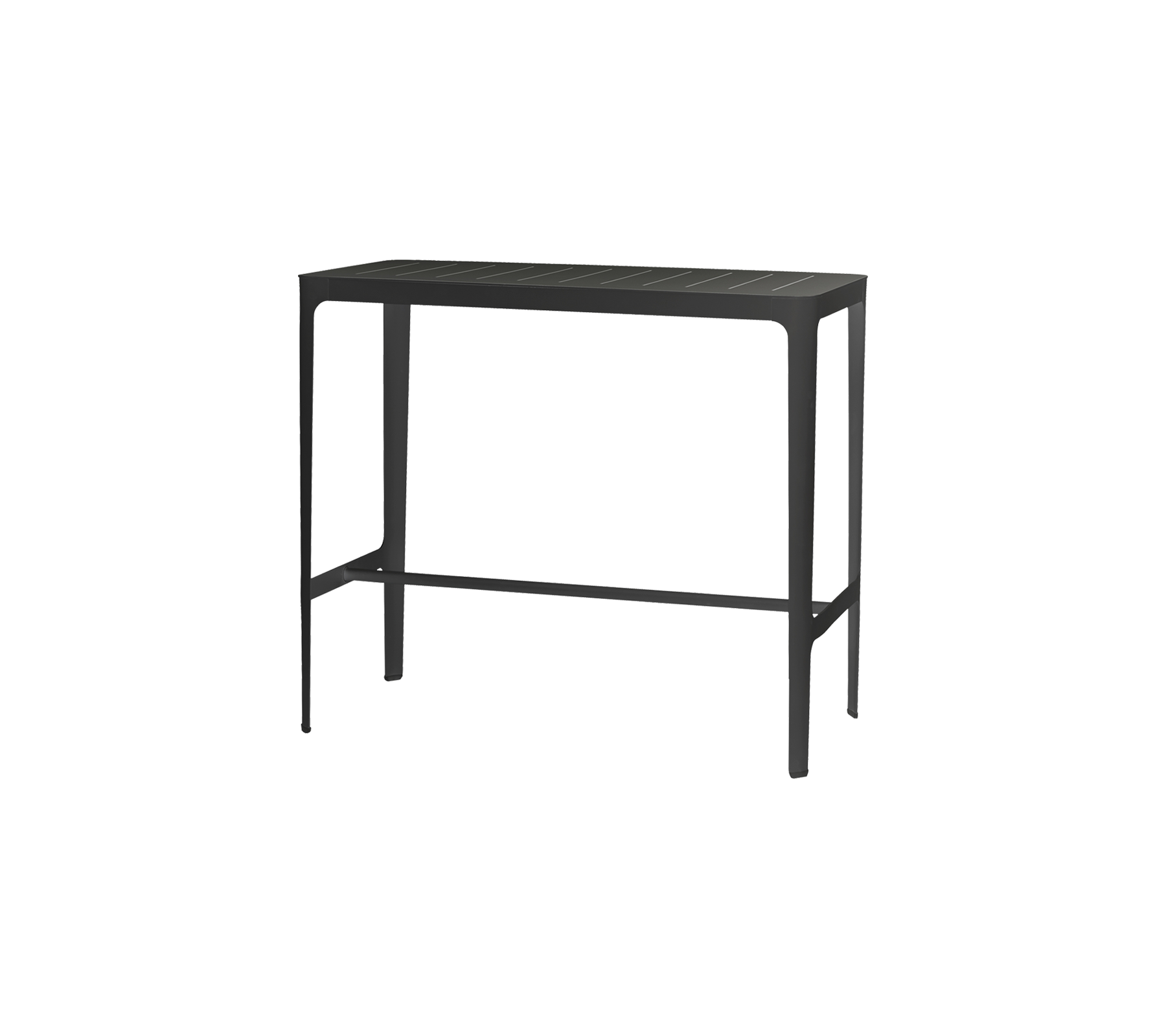 Sleek black console table with a minimalist design and a lower shelf for additional storage or display purposes.