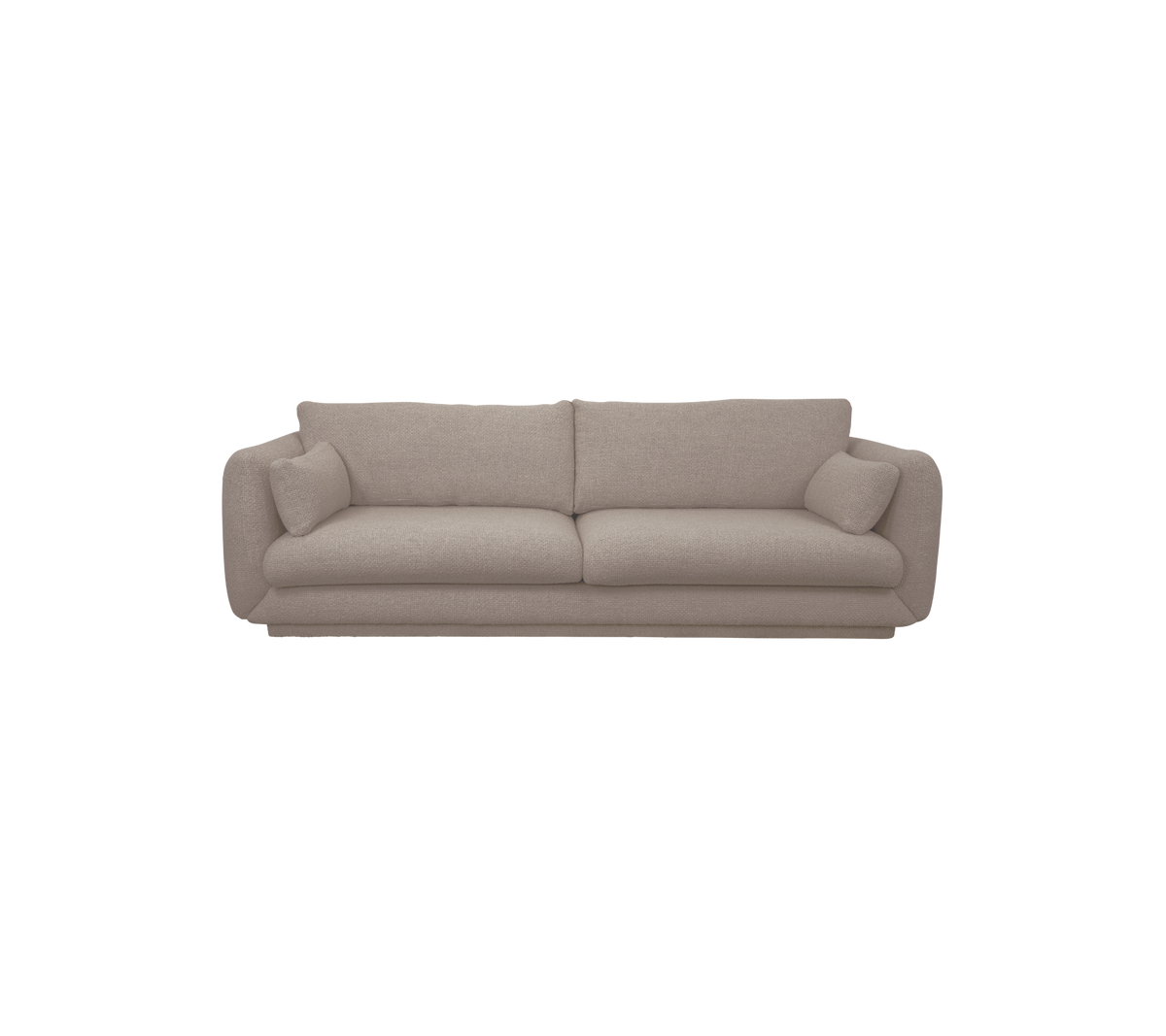 Light brown modern sofa with plush cushions and a relaxed design.