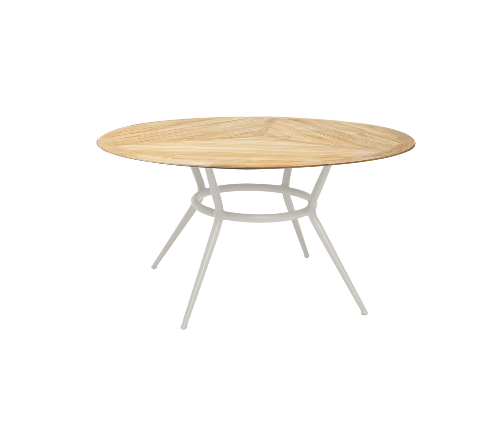 Round sand table with a minimalist design and white base.