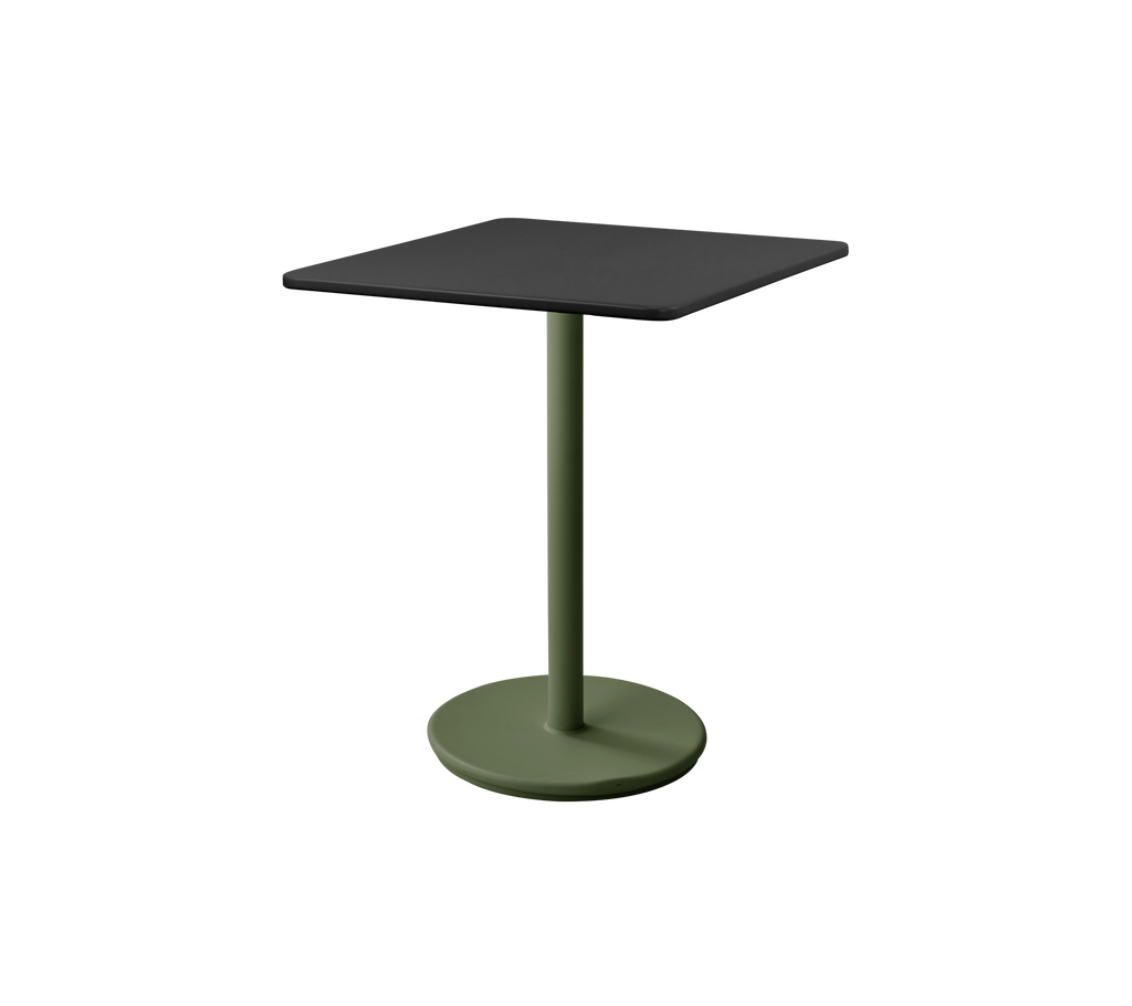 Modern table with a dark green base and a lava grey top.