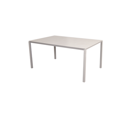 Rectangular table with a smooth, light-colored surface and four sturdy legs, ideal for various uses.