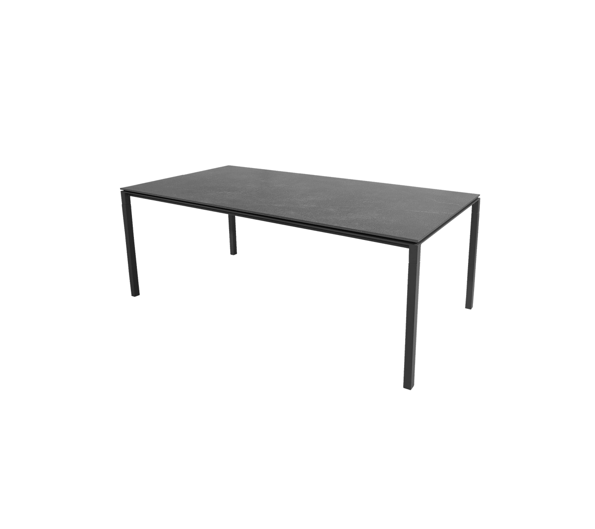 A sleek, modern table featuring a flat surface supported by slender legs, designed for versatile use in various settings.