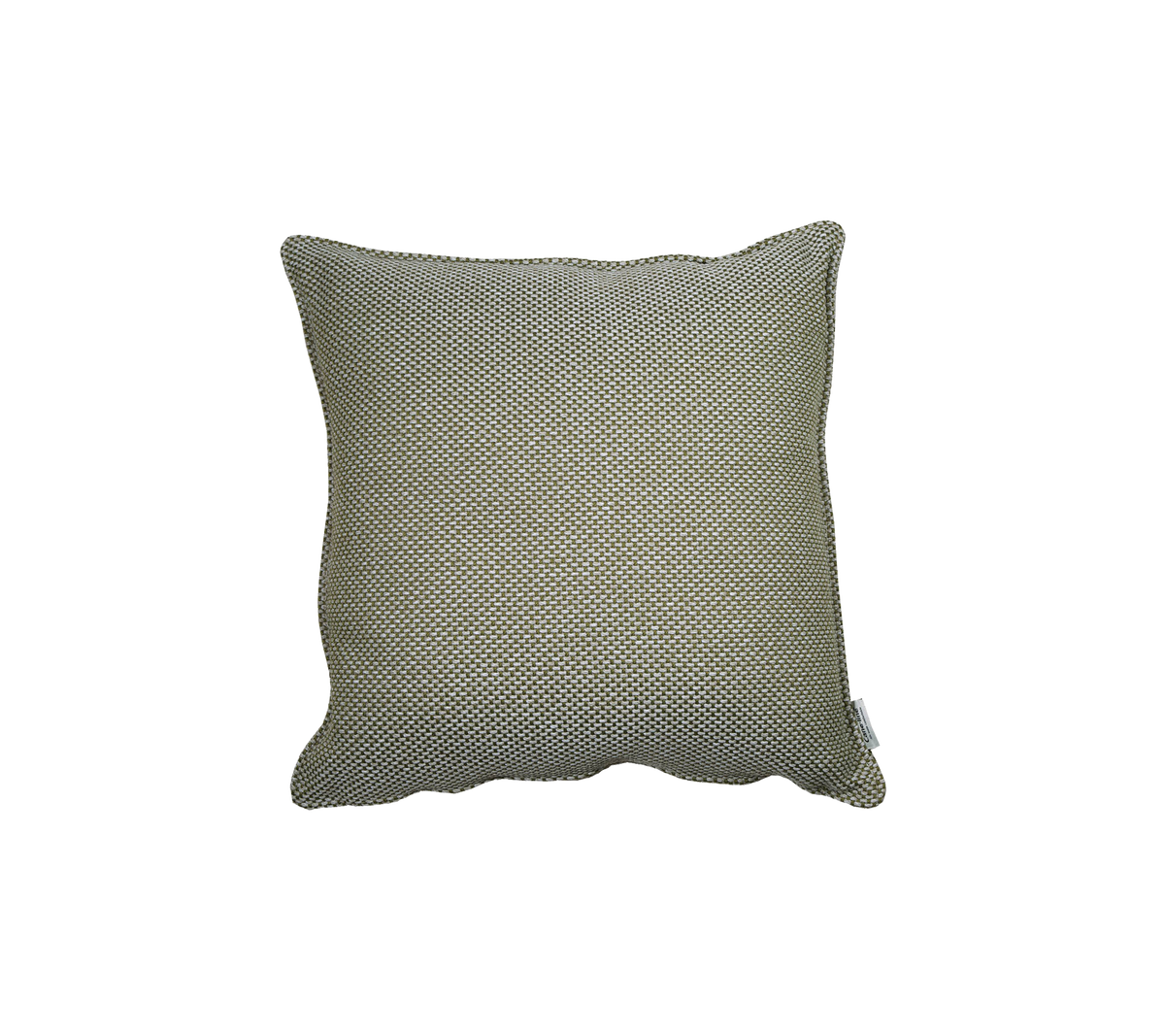 Square decorative pillow in a subtle green color with a textured pattern, perfect for adding comfort and style to any space.