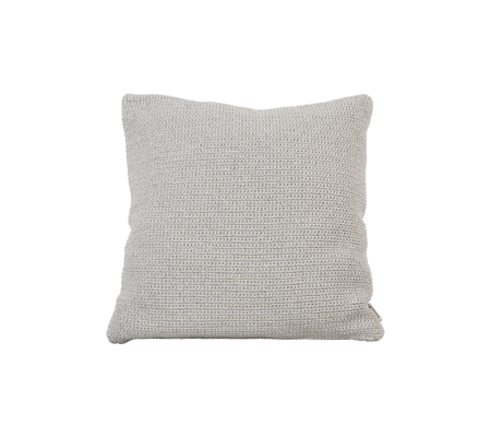 Textured square pillow in a soft, neutral color, perfect for adding comfort and style to any space.