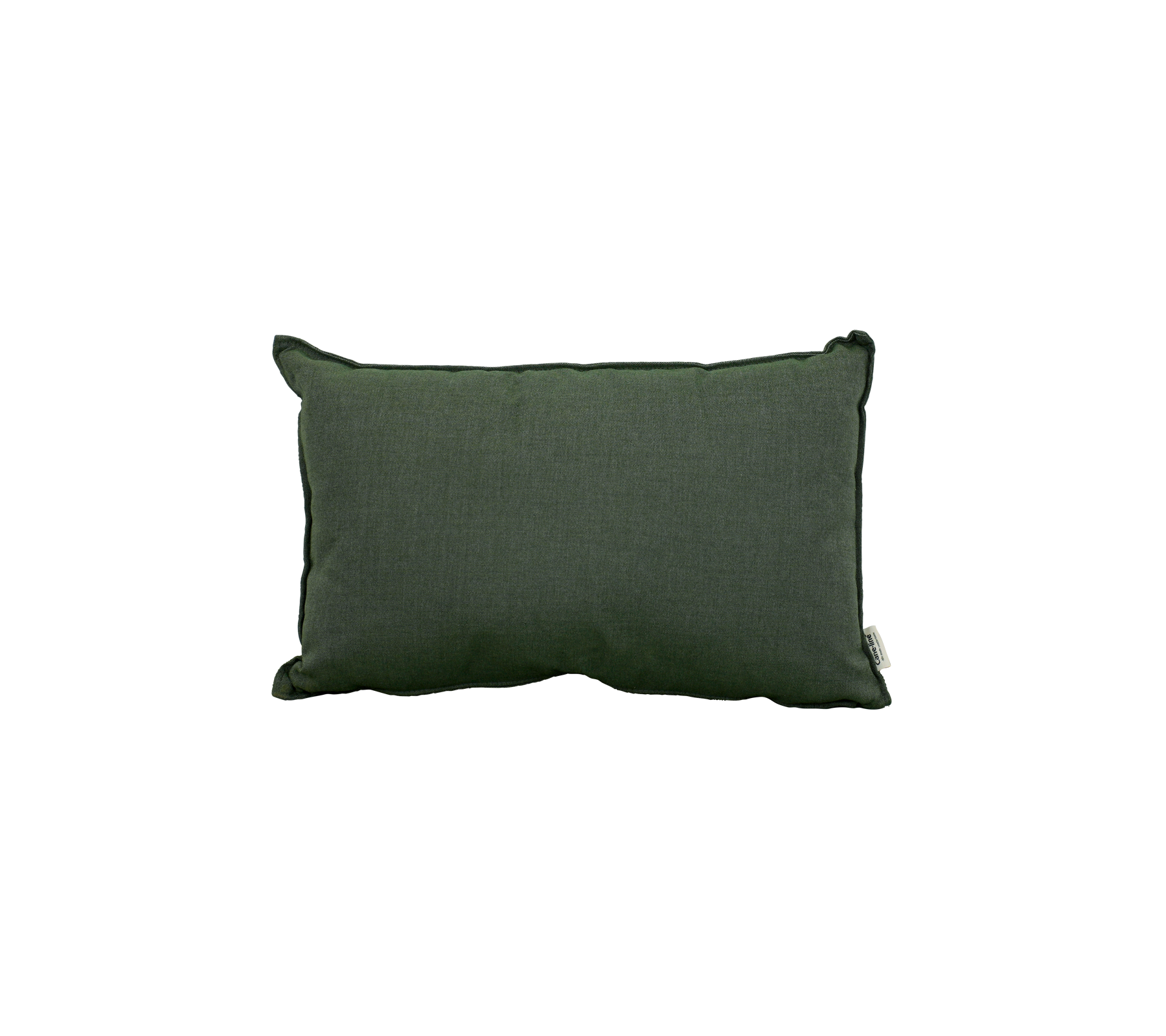Green rectangular cushion with a simple design.