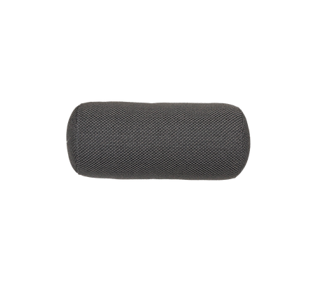 Oblong gray cushion with a textured surface, designed for comfort and support. Ideal for various seating arrangements.