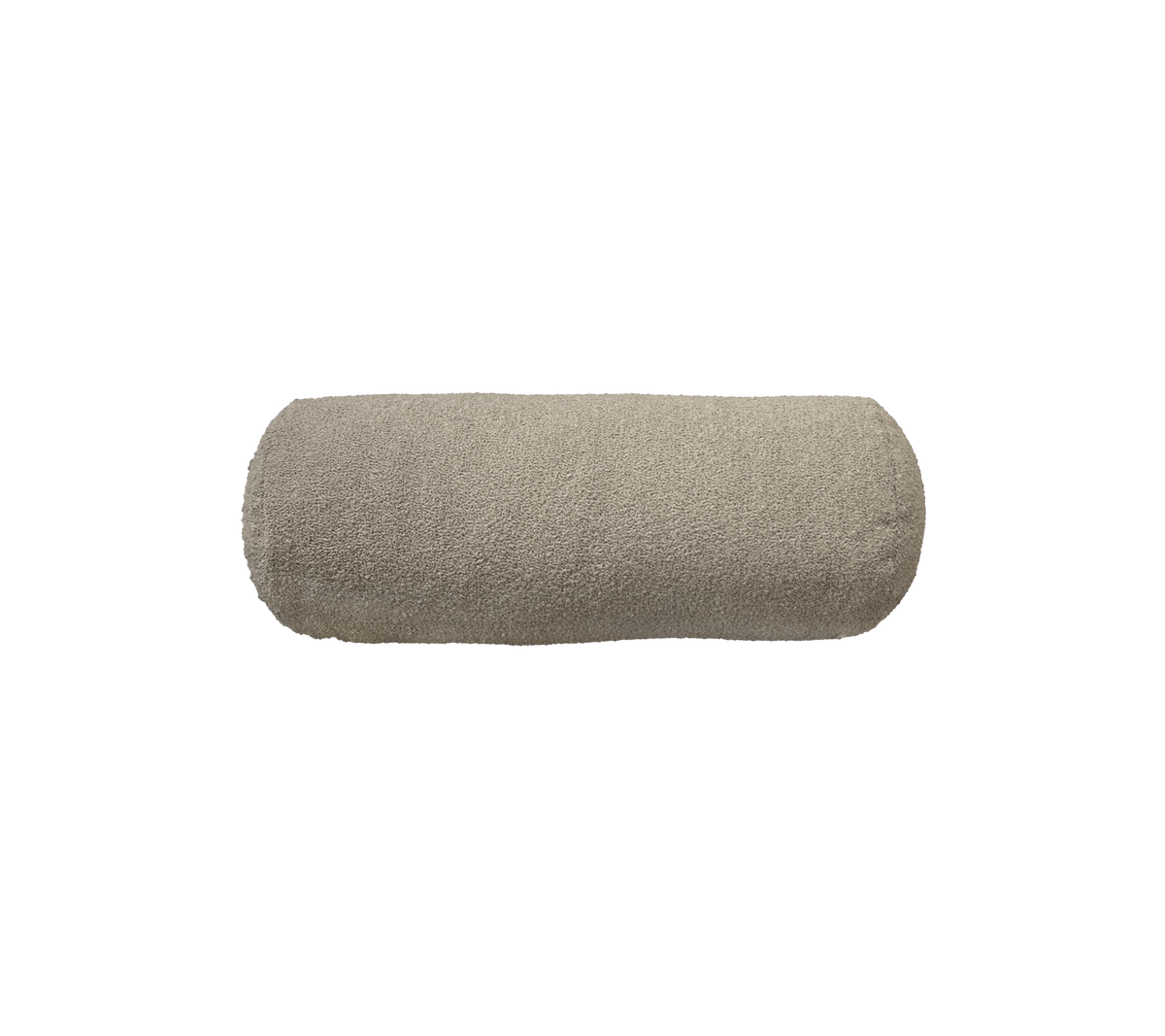 Light beige cylindrical cushion with a soft texture, designed for comfort and style in various settings.