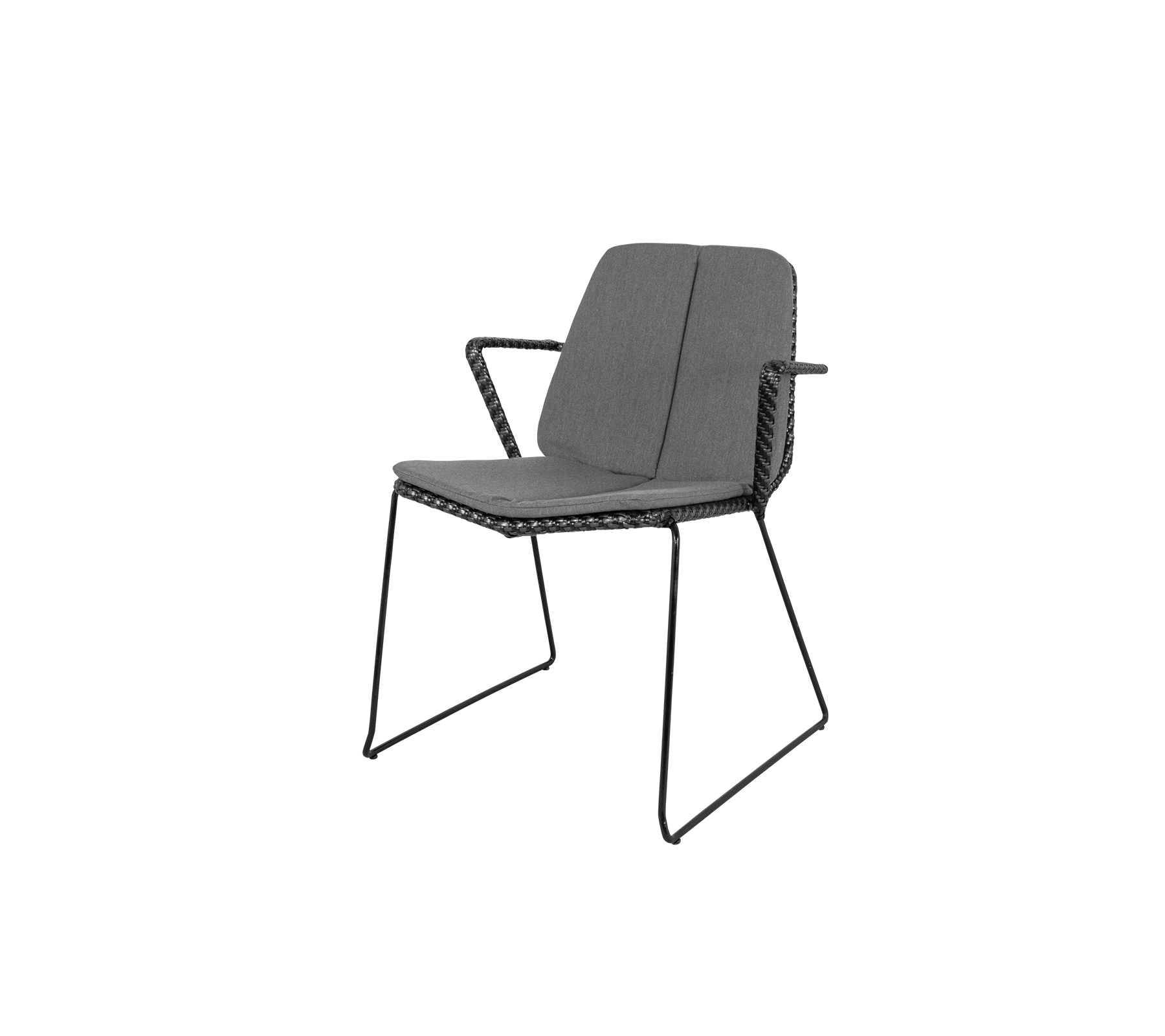 Stylish chair with a sleek design, featuring a comfortable seat and backrest, supported by a sturdy metal frame.