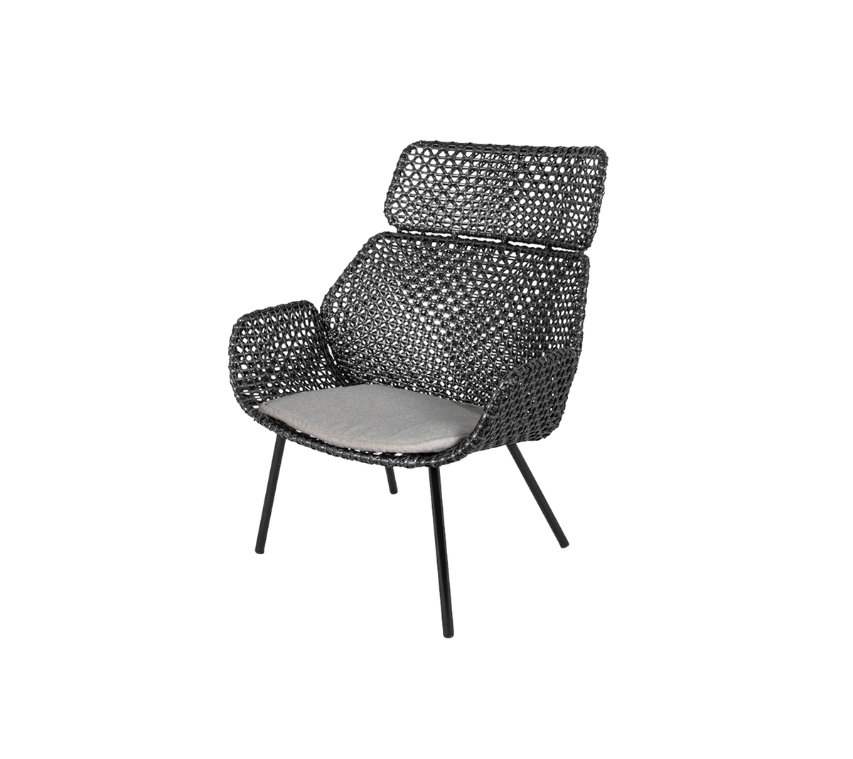 Stylish armchair with a woven design, featuring a plush seat cushion and a modern silhouette. Perfect for enhancing any space.