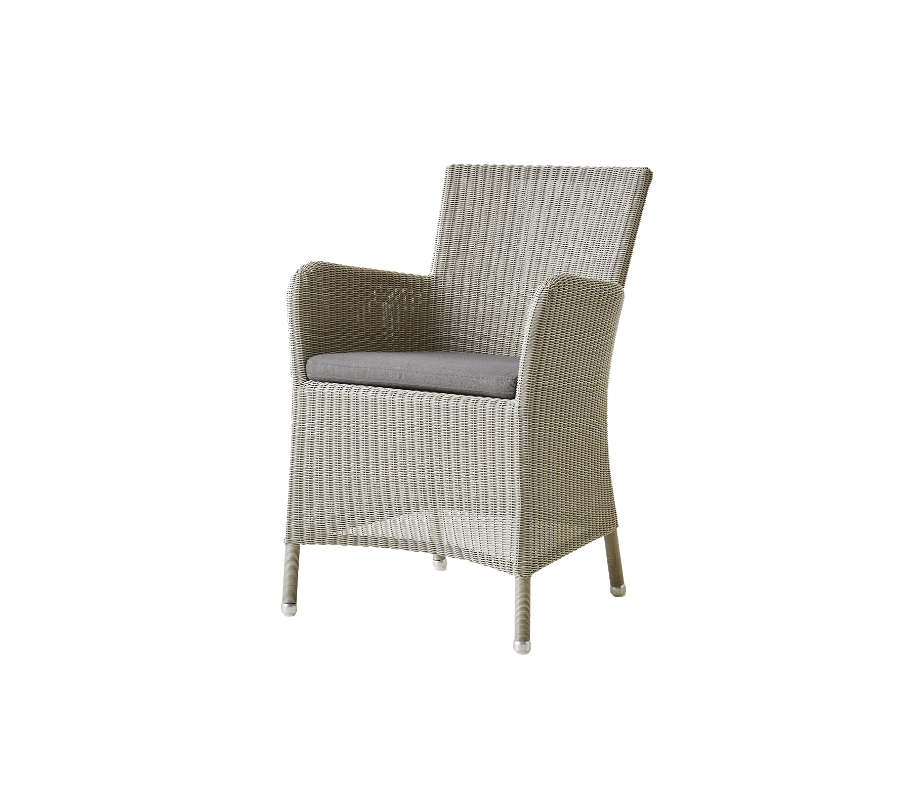 Lightweight woven chair with armrests and a padded cushion, designed for comfort and style. Perfect for relaxation.
