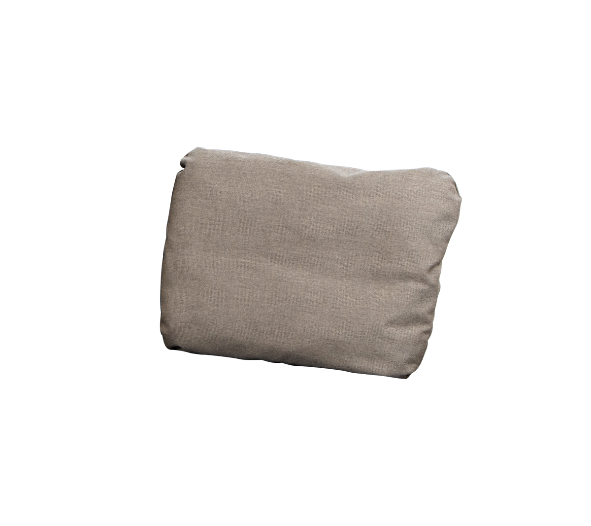 Light brown cushion with a soft fabric texture, slightly plump, designed for comfort and style in seating arrangements.