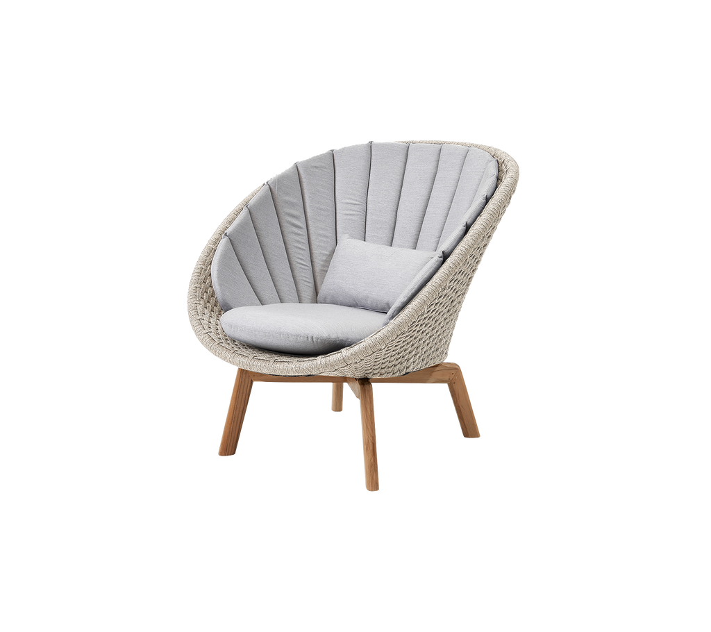 Modern grey chair with a padded seat and light wood legs.