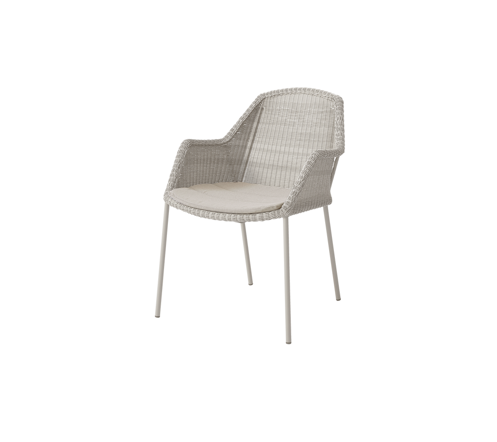 Modern chair in a simple design with light colors.