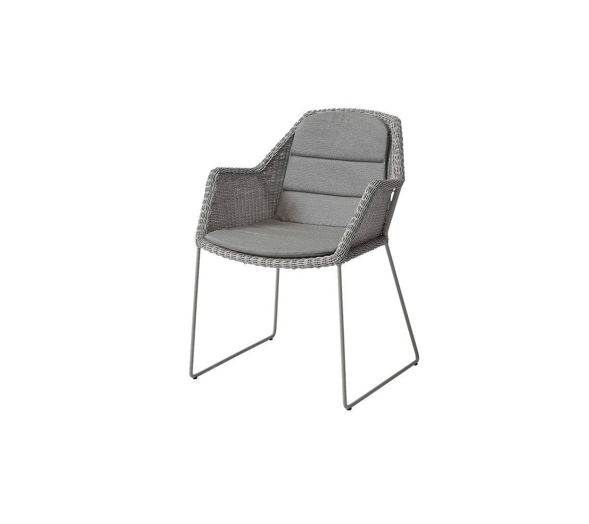 Stylish chair featuring a woven design, soft padding, and sleek metal legs, perfect for modern decor.