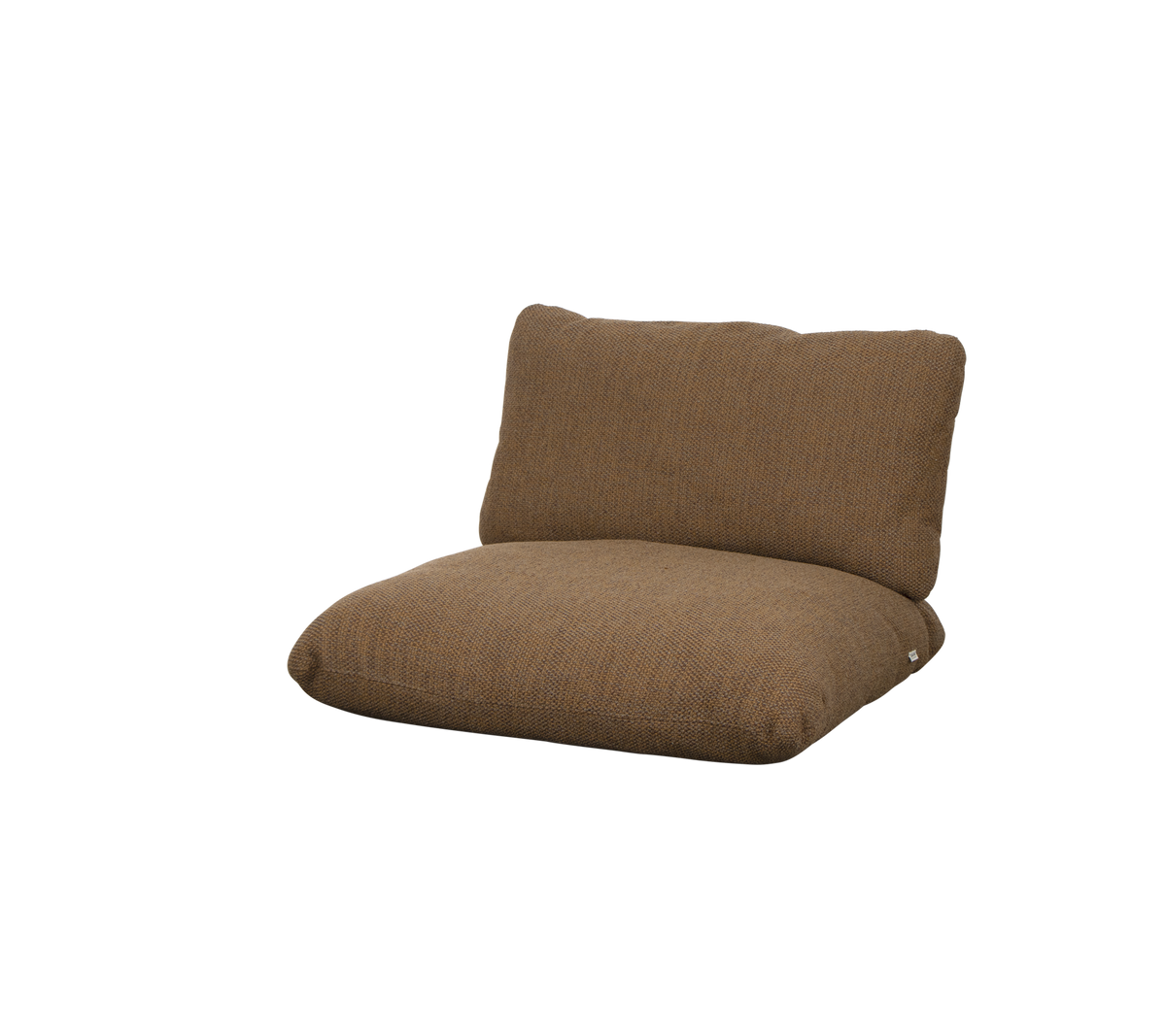 Brown cushioned chair with a backrest, designed for comfort and relaxation, featuring a soft, textured fabric.