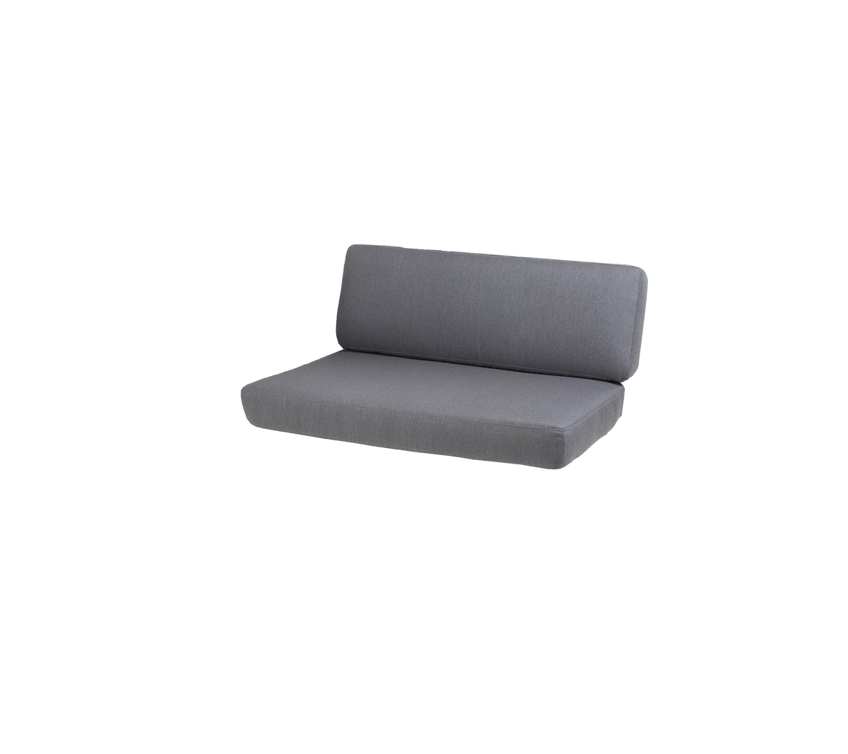 A sleek, modern gray sofa with a simple design, featuring a comfortably padded seat and backrest. Ideal for casual settings.