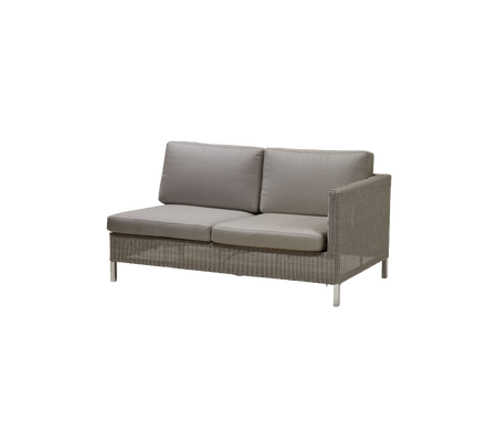 Modern two-seat sofa featuring a textured frame and soft gray cushions for comfort and style. Perfect for relaxation.