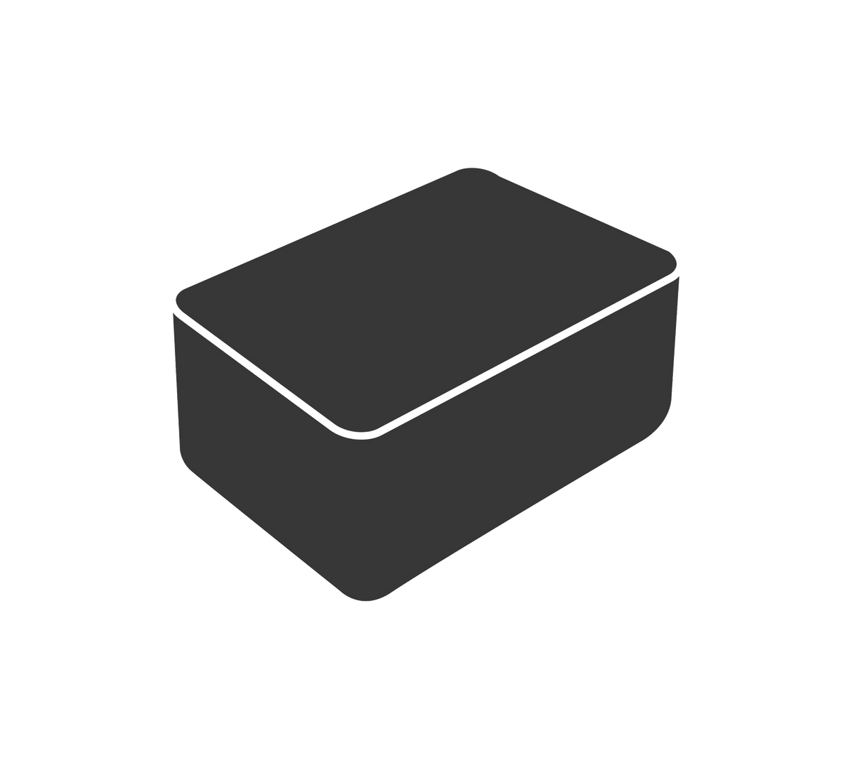 A simple, rectangular storage container with a smooth surface and a slightly raised lid. Ideal for organizing items.