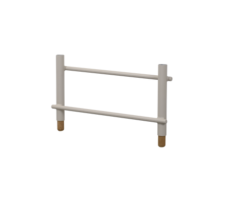 White support frame with two horizontal bars and four cylindrical legs, designed for stability and accessibility.