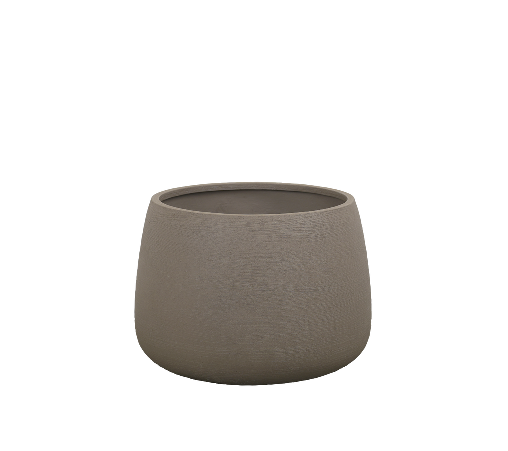 Modern taupe planter with a simple design.