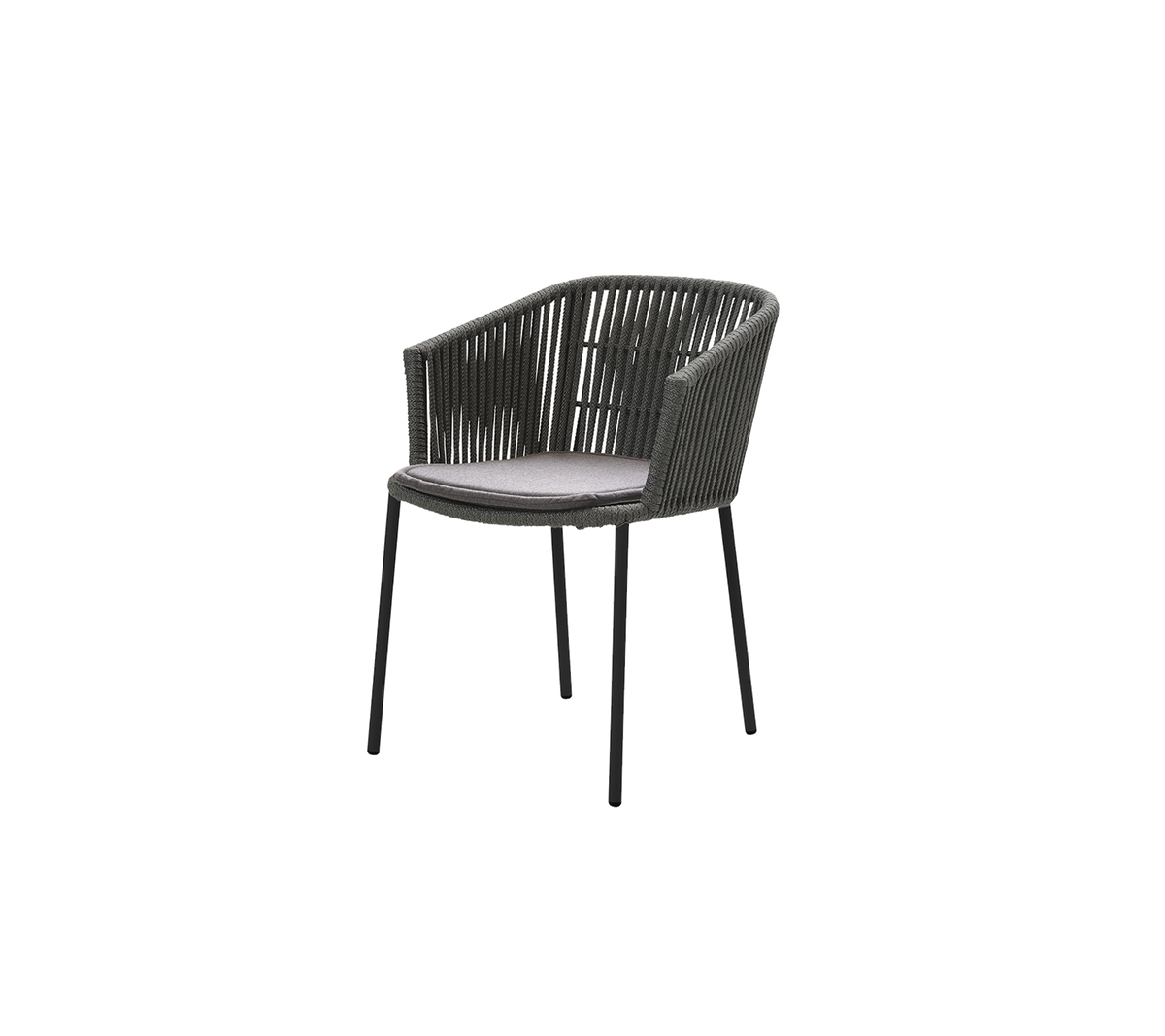 Stylish chair with a woven design, featuring a comfortable cushion and sleek legs, perfect for casual seating.