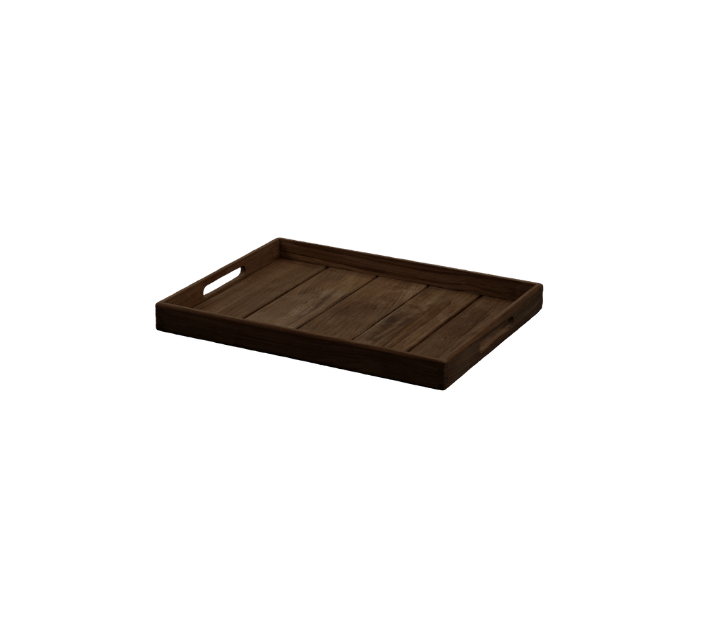 Dark brown tray with a simple rectangular design.