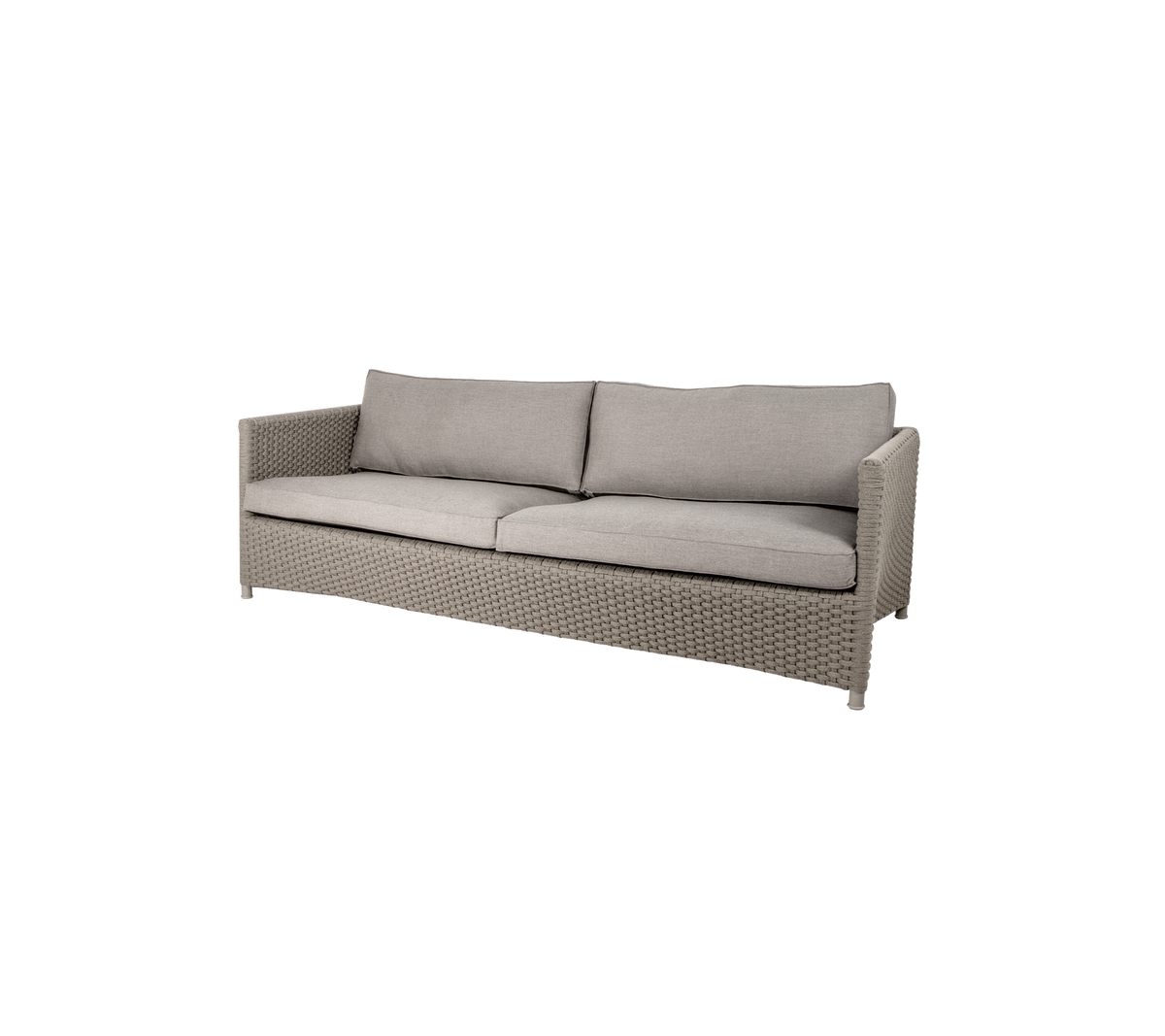 Stylish, modern sofa with a light gray cushion and woven texture, offering comfortable seating for multiple people.