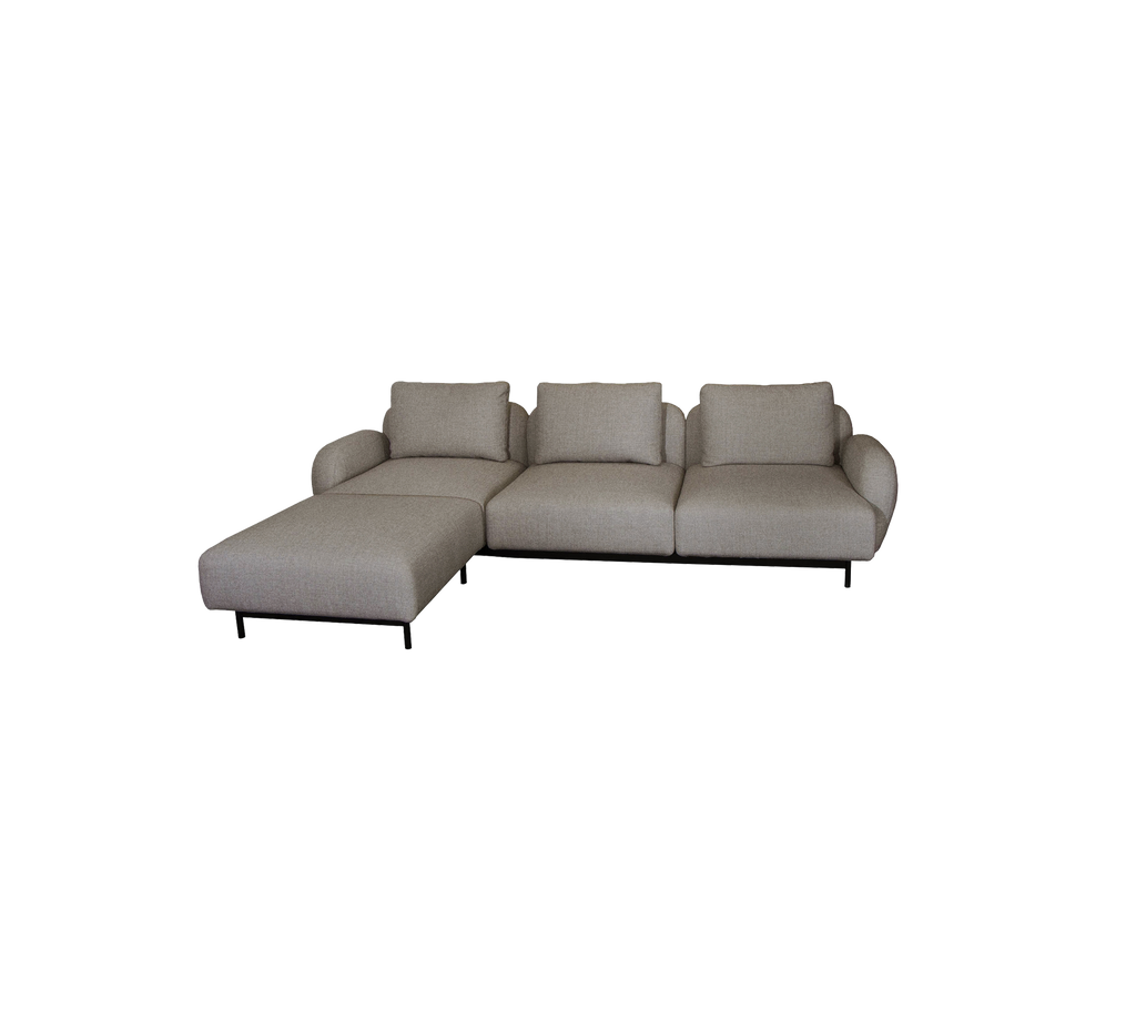 Aura 3-seater sofa, w/low armrest & chaise lounge, right (2)