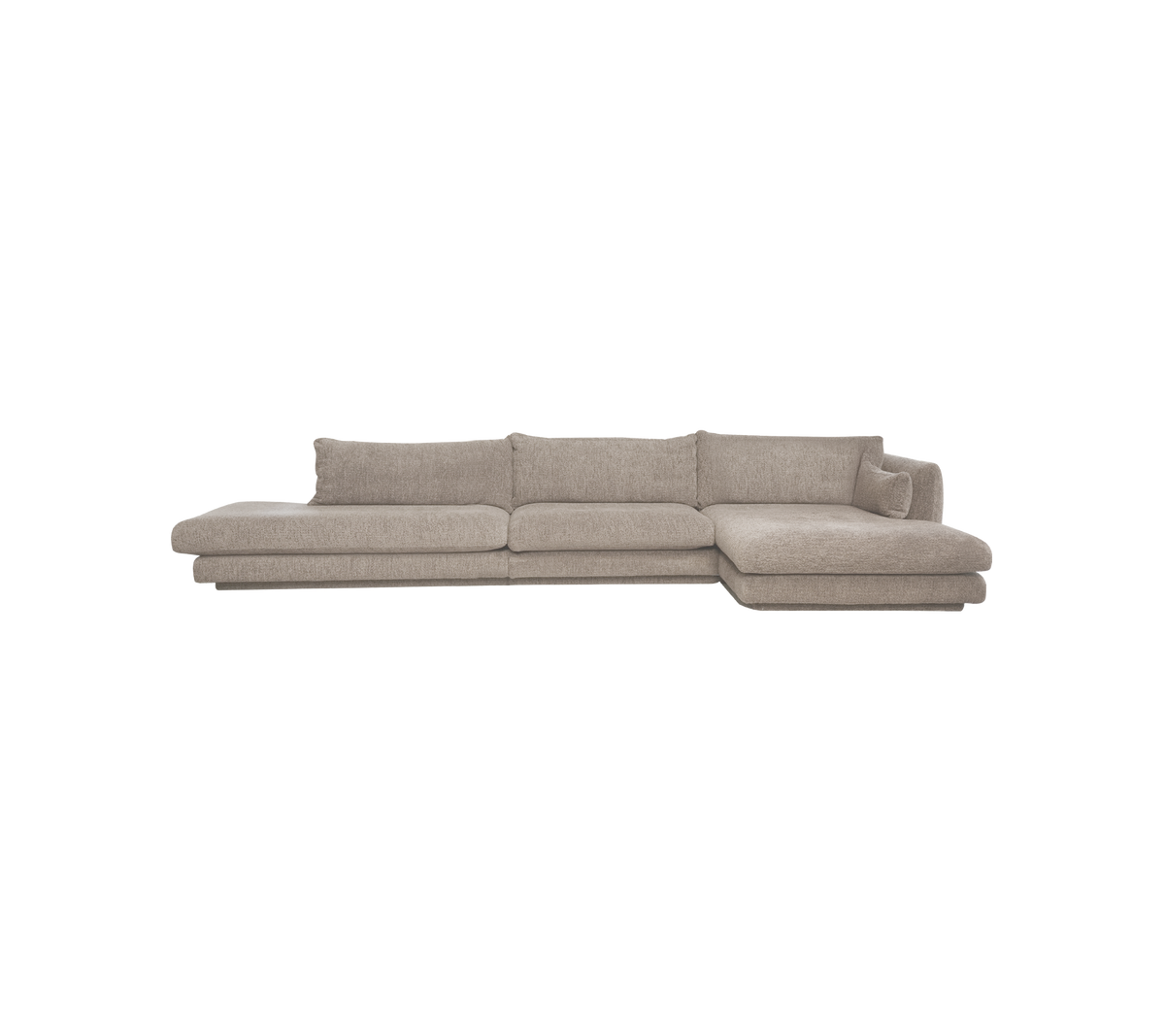 Modern beige sectional sofa with a spacious design.