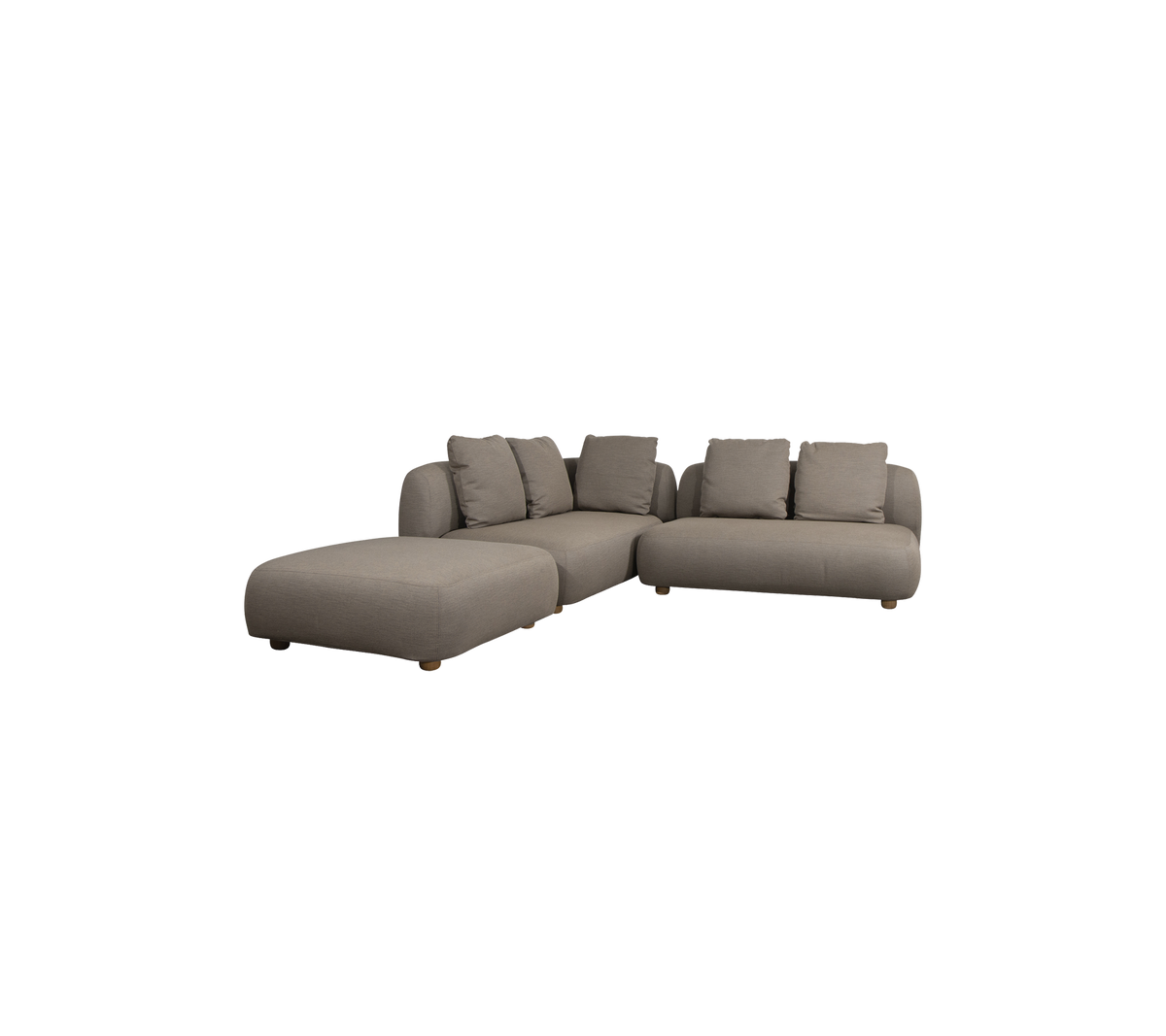 Modern sectional sofa in a neutral brown tone with plush cushions and a spacious design for comfortable seating. Perfect for relaxation.