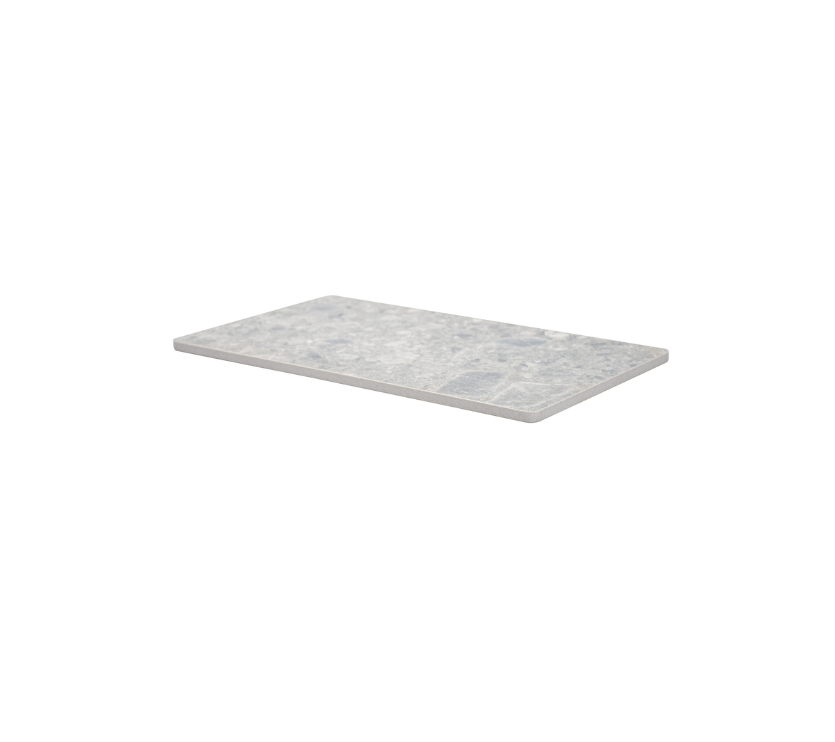 A sleek, rectangular countertop with a smooth, textured surface in light gray tones, ideal for kitchen or bathroom use.