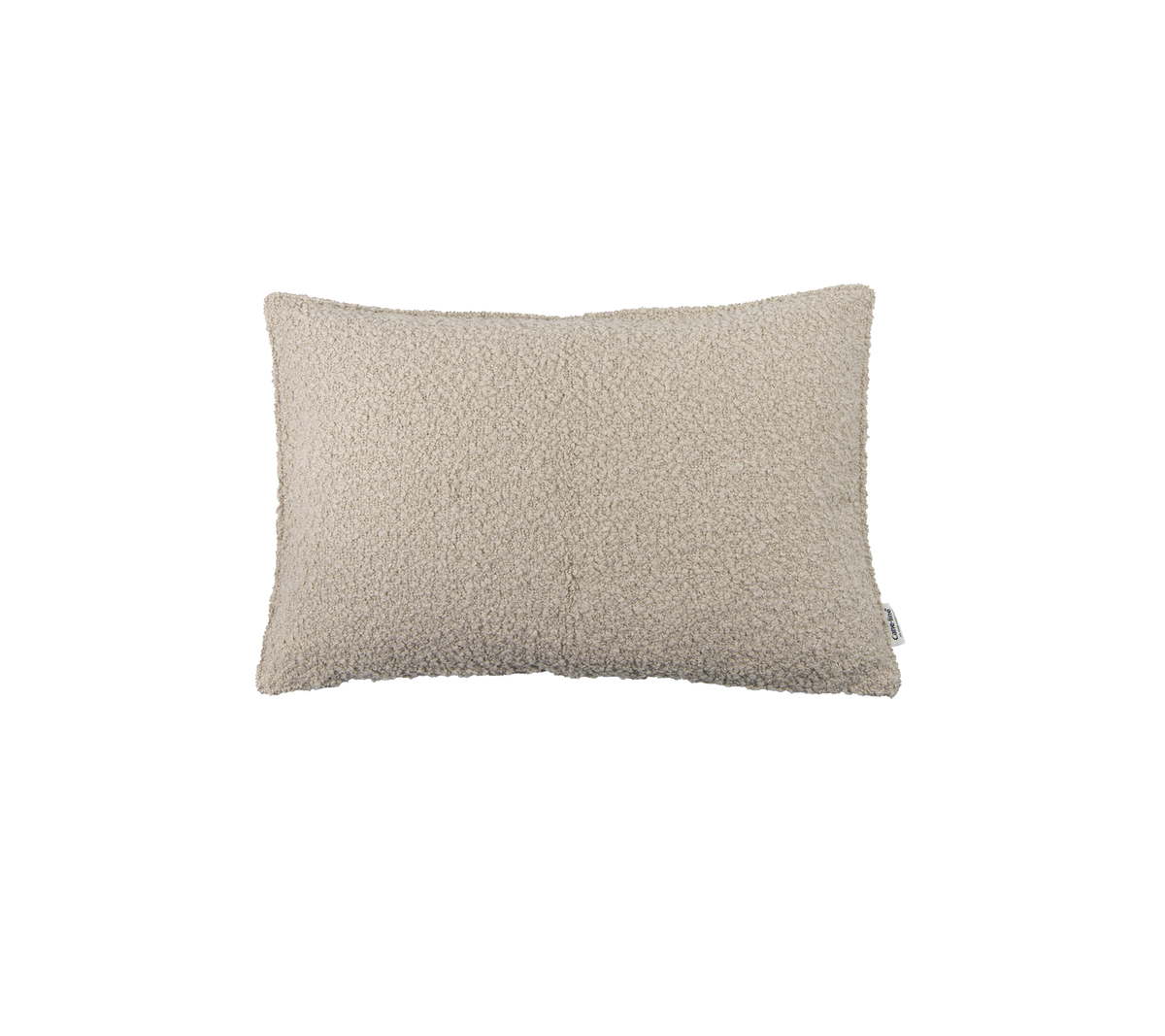Rectangular cushion in a soft beige fabric, adding a touch of comfort and style to any setting.