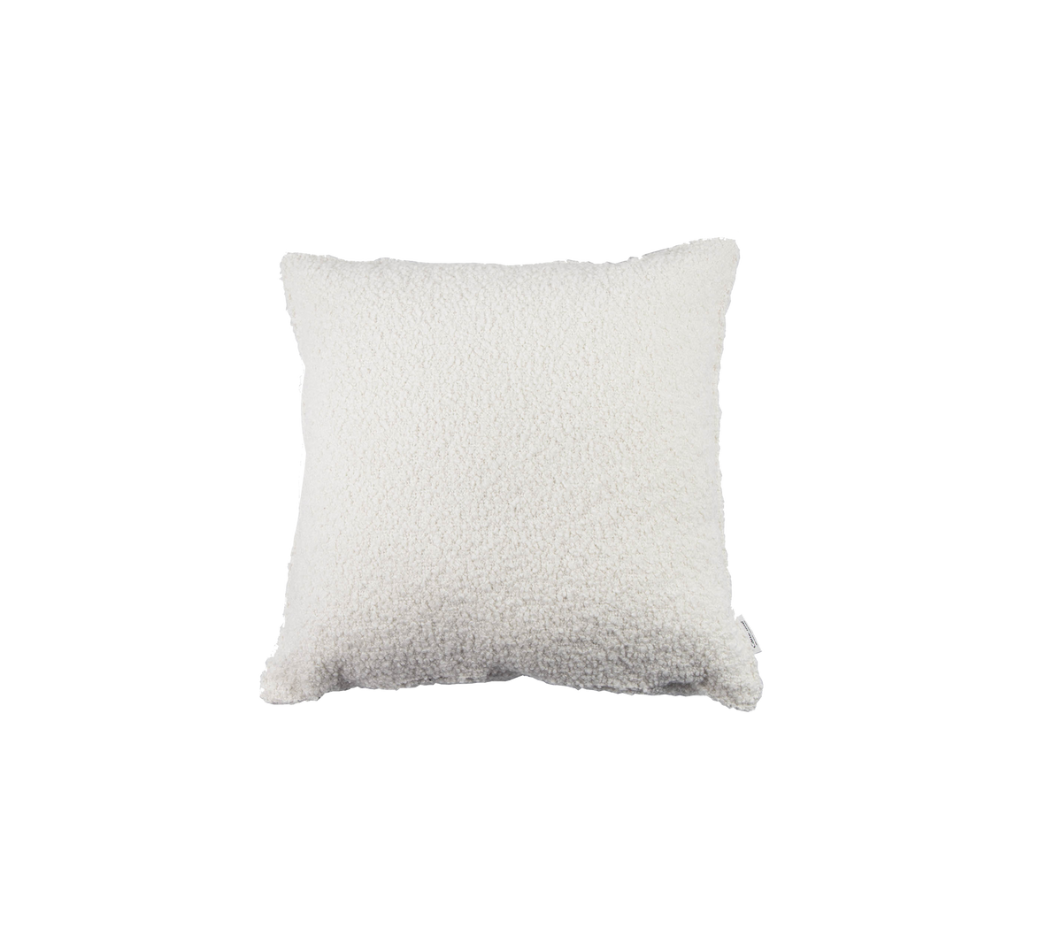 Soft, fluffy white cushion with a textured surface, ideal for adding comfort and style to any space.