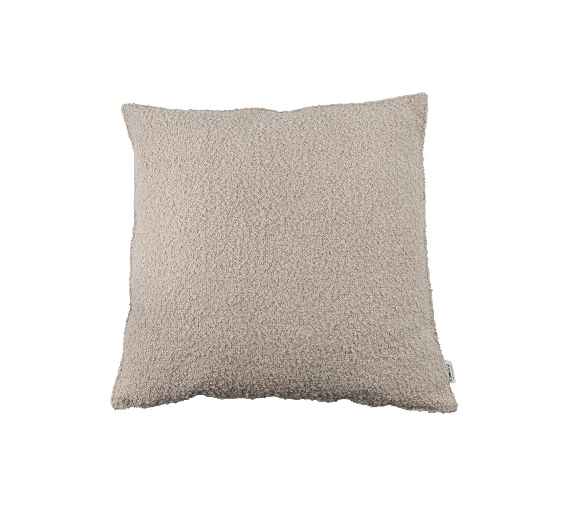 Soft, textured square cushion in a neutral tone, perfect for adding comfort and style to any space.