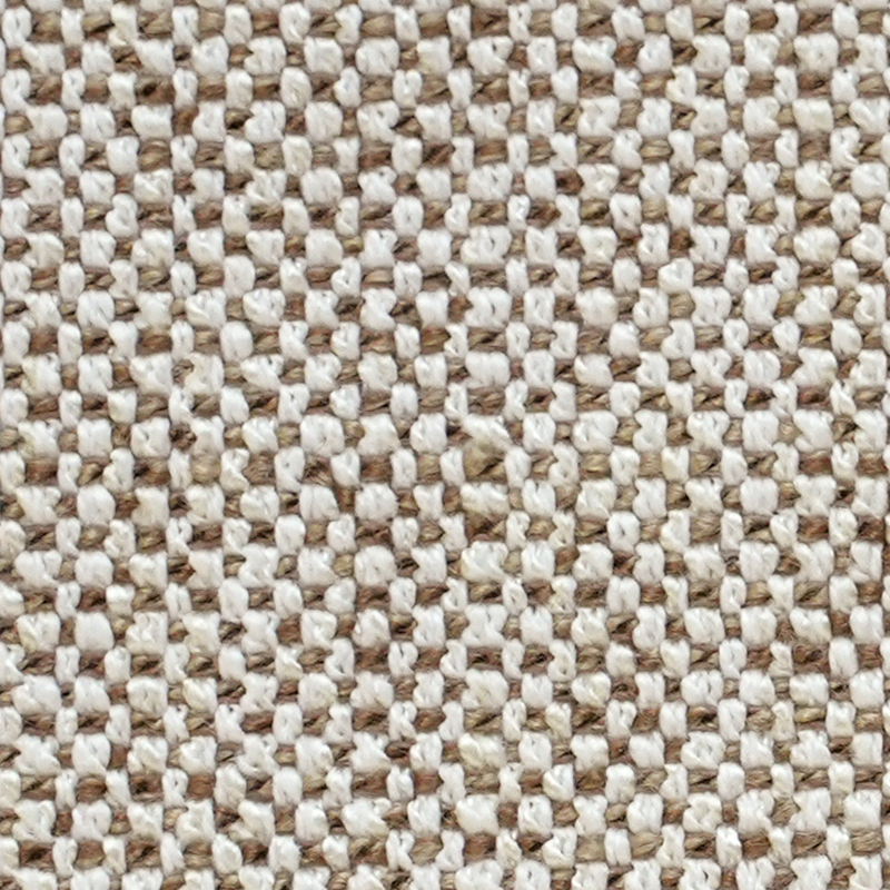 Textured fabric with a woven pattern in beige and white tones.