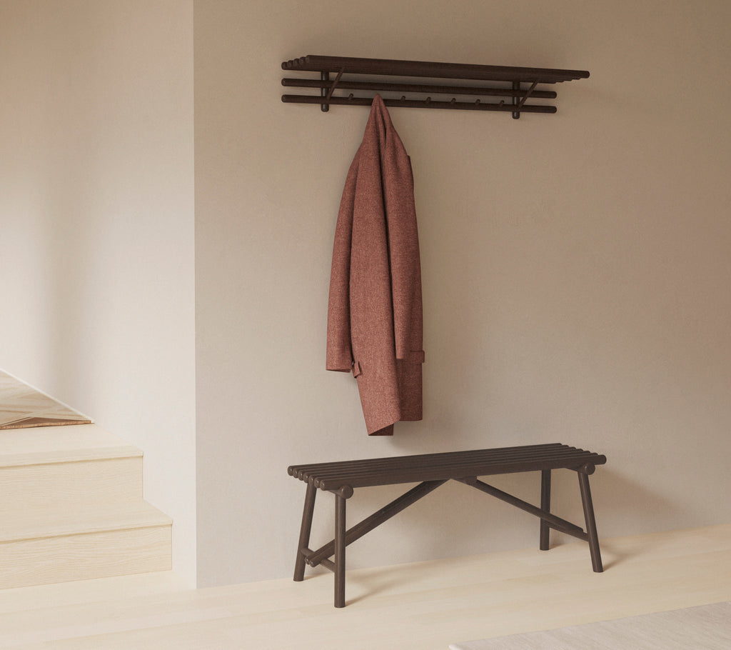 Sticks coat rack w/hat shelf